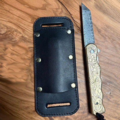 Doubloon F2 Folder - Solid Brass & Damascus