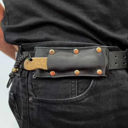 Doubloon F1 Folder - Solid Brass & Damascus