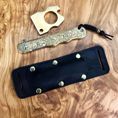 Doubloon F1 Folder - Solid Brass & Damascus