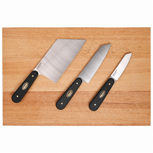 Signature knife set on plain cutting board