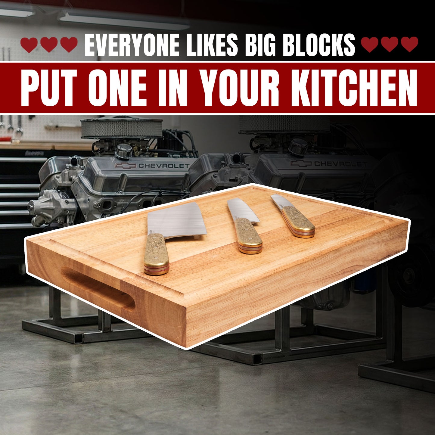 Culinary - Doubloon 3-Piece Knife & Butcher Block Set - High Carbon SS