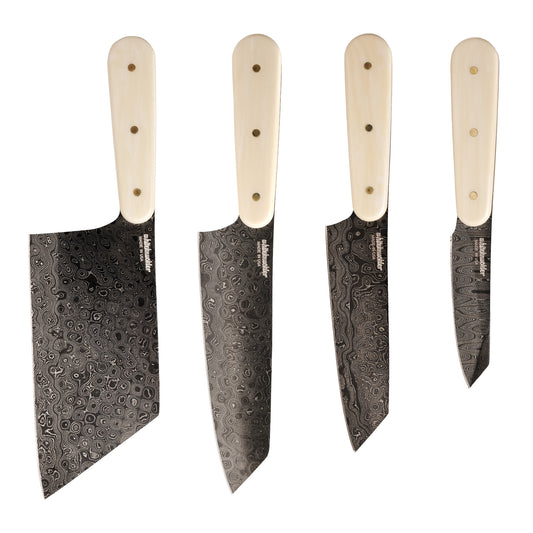 Damascus - Ivory Knife Set