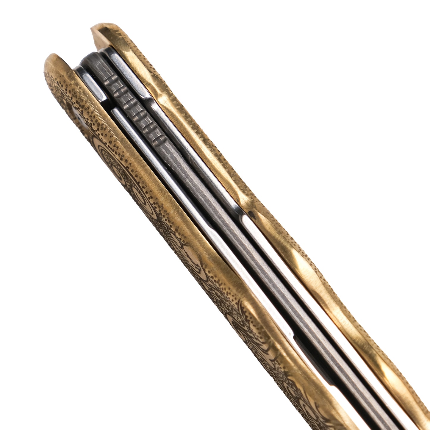 Doubloon F1 Folder - Solid Brass & Damascus