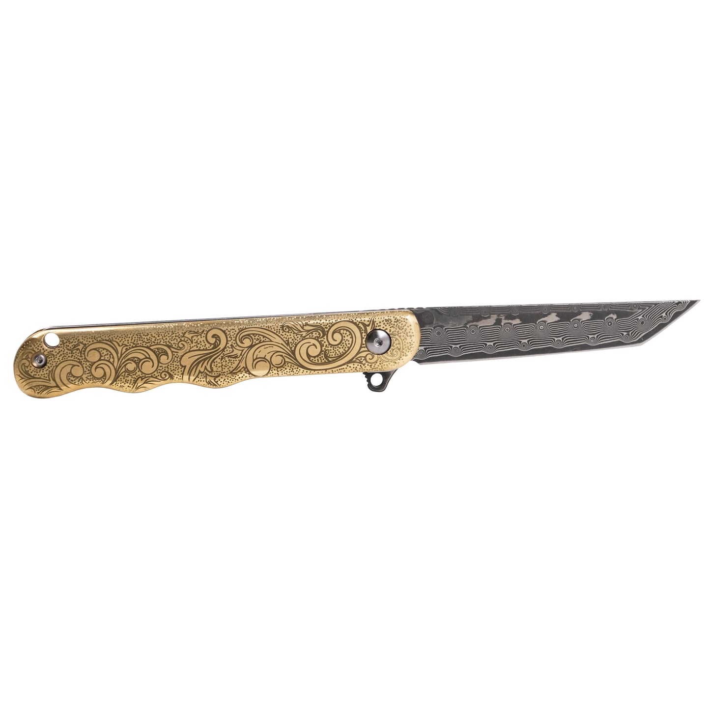 Doubloon F1 Folder - Solid Brass & Damascus
