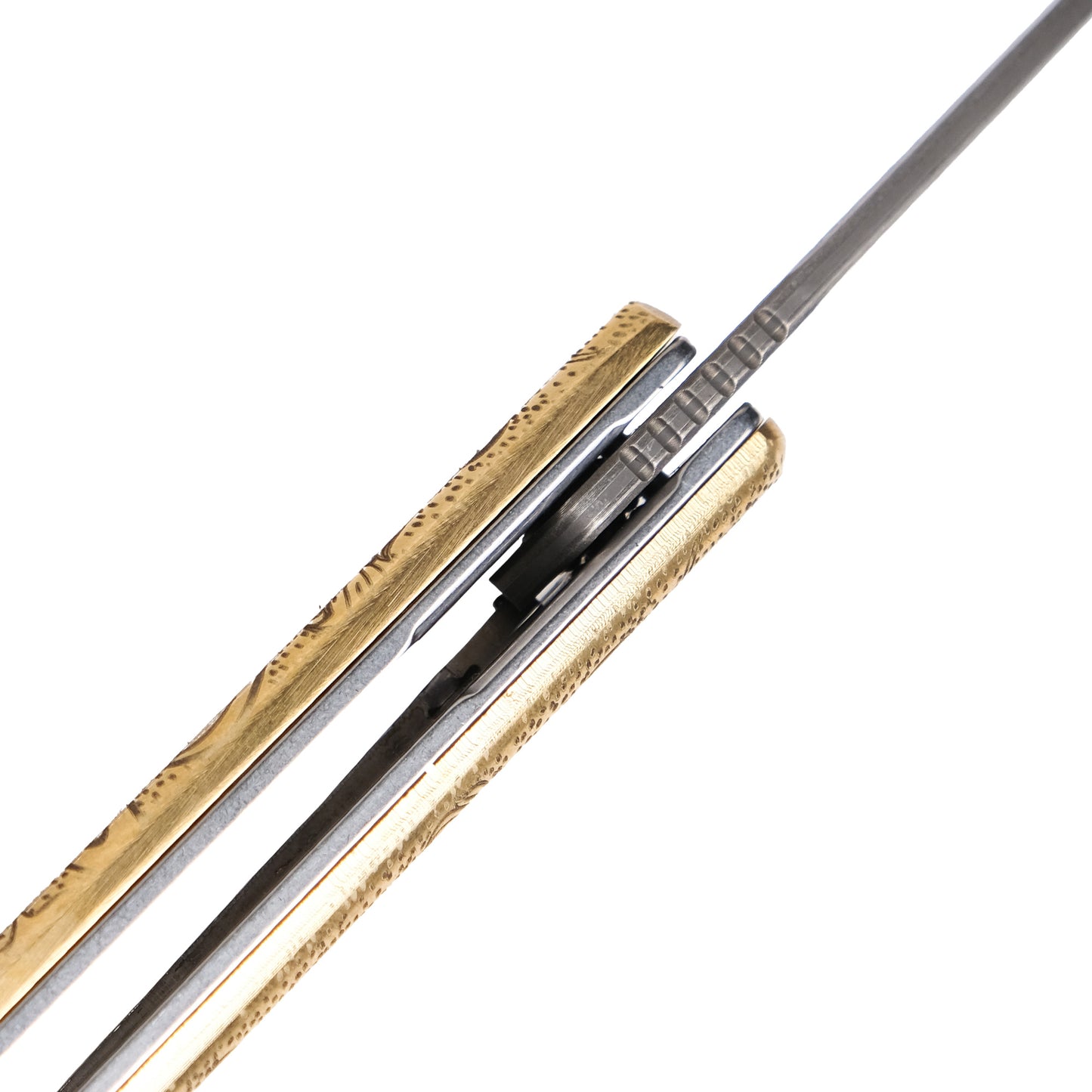 Doubloon F1 Folder - Solid Brass & Damascus