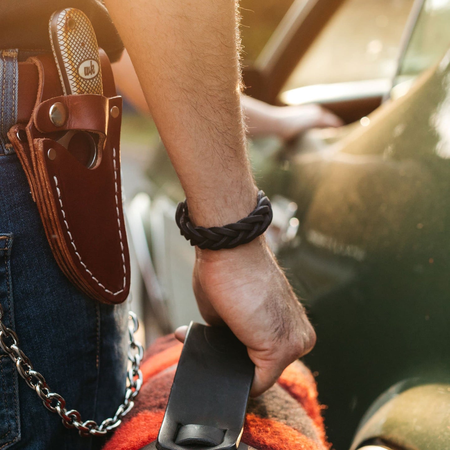 Leather Trinity Braid Bracelet